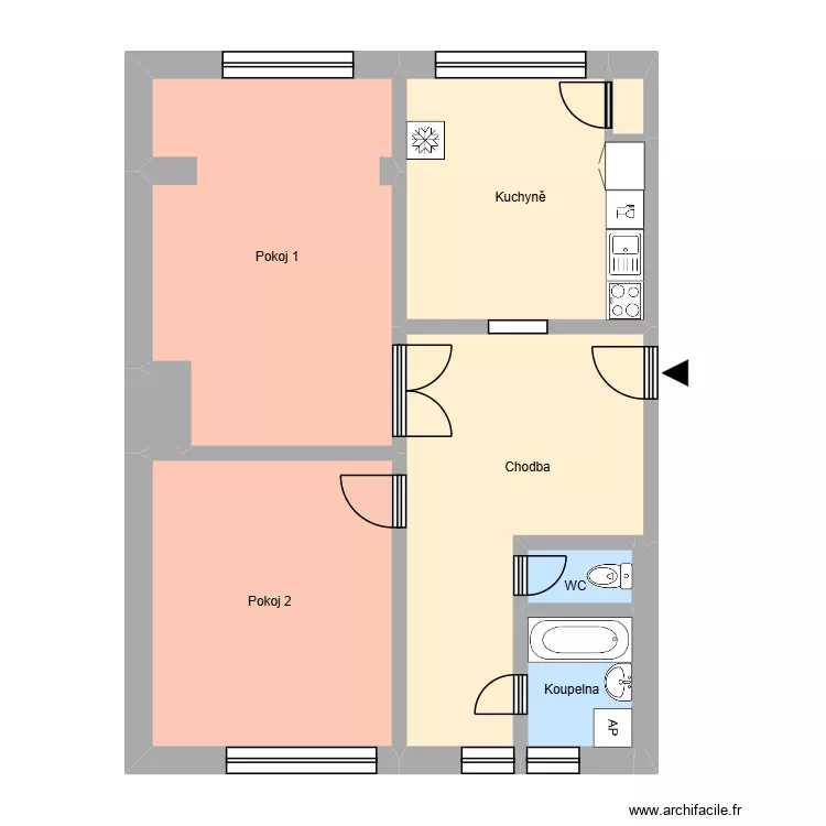 Sokolsk&aacute; tř&iacute;da 2312, byt 1. Floor plan with 13  and 193 m²