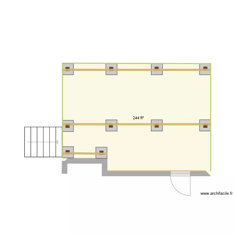 Deck - Footings. Floor plan with 1  and 23 m²