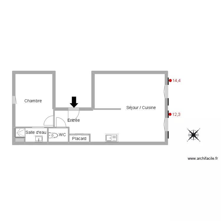 51434 MINERE. Floor plan with 5  and 45 m²