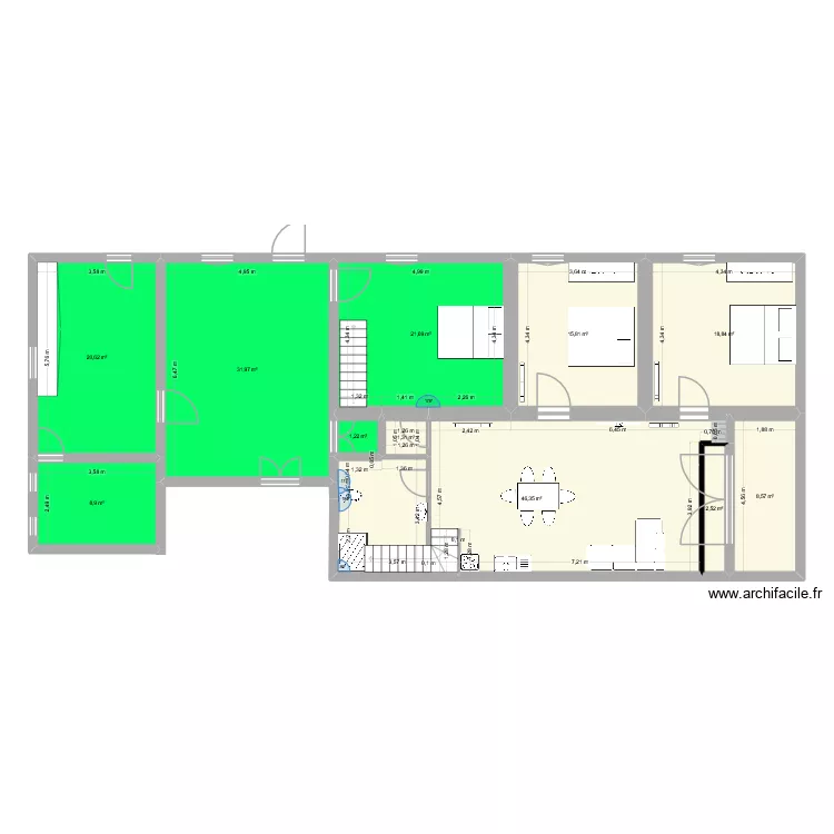 plan RDC v2. Floor plan with 11 rooms and 178 m²