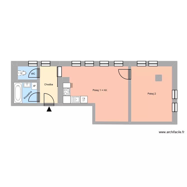 Čs. legi&iacute; 2820, byt 14. Floor plan with 12  and 166 m²