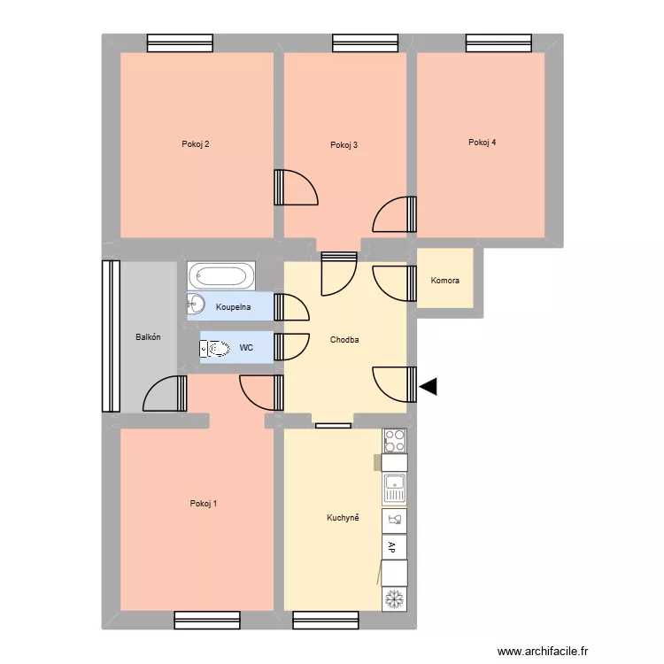 Komensk&eacute;ho 621, byt 13. Floor plan with 22  and 214 m²