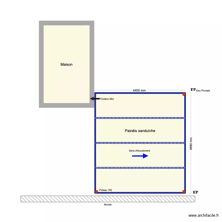 Fernandes carport. Floor plan with 5 and 28 m² Fernandes carport. Floor plan with 5 and 28 m²