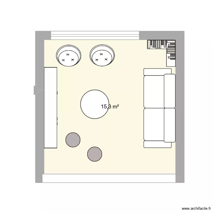living room. Floor plan with 1  and 15 m²