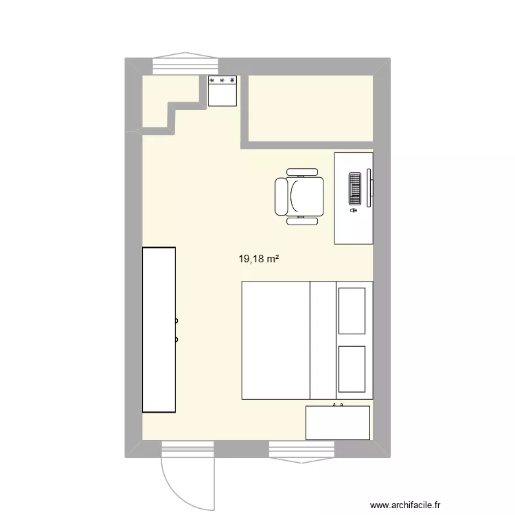 cai tao phong. Floor plan with 1  and 19 m²