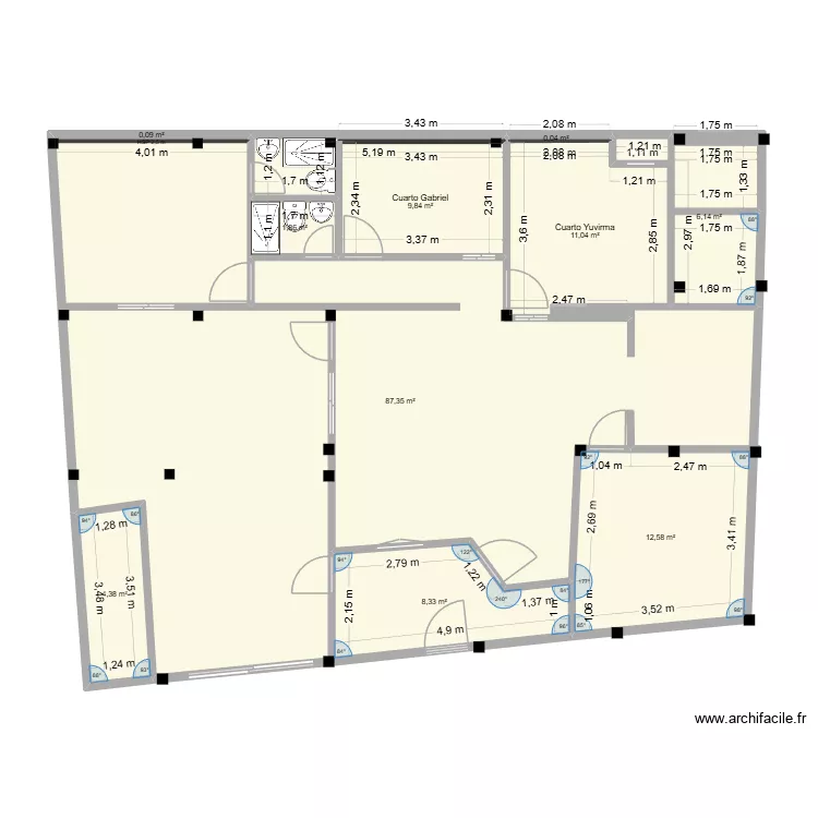 Proyecto Casa Charas (Cuarto 3 - Garage). Floor plan with 10  and 142 m²