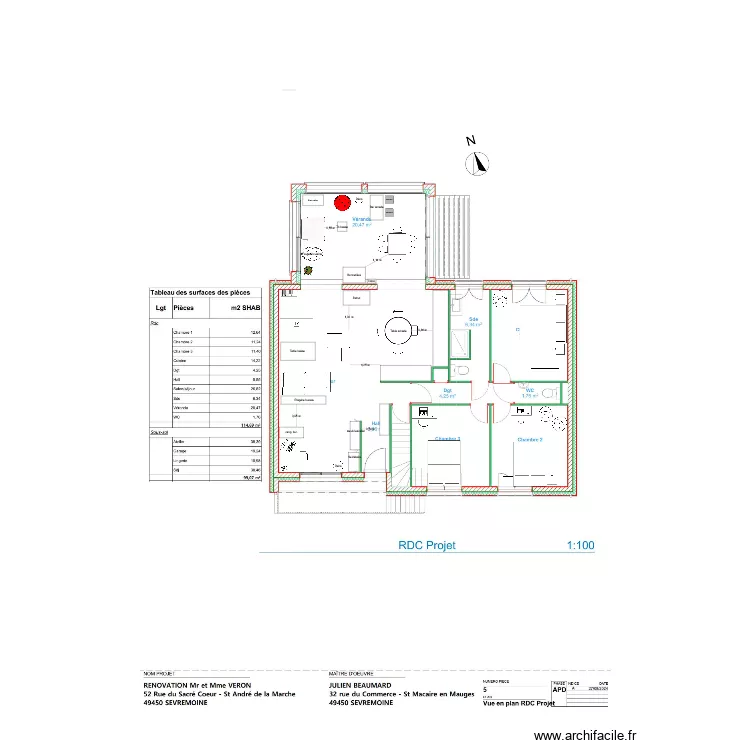 d&eacute;m&eacute;nagement prop 1. Floor plan with 