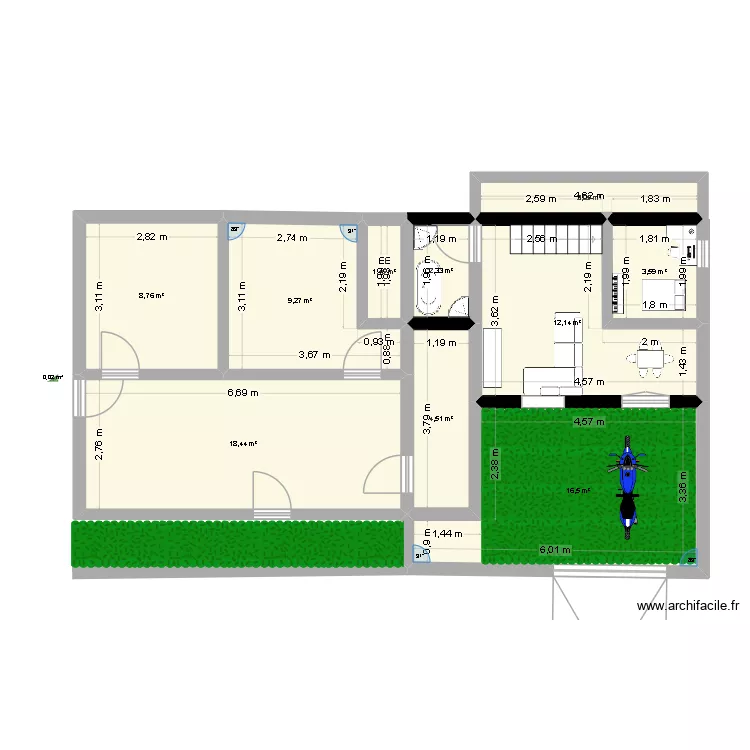 quarto. Floor plan with 10  and 80 m²