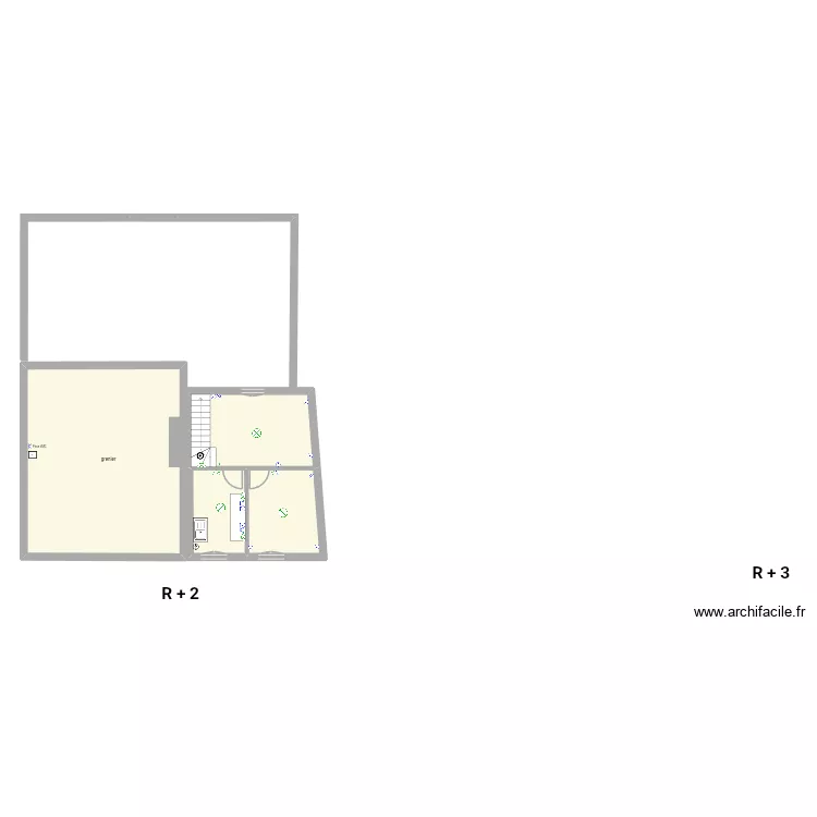 R + 2 n&deg; 5-7. Floor plan with 4 rooms and 81 m²
