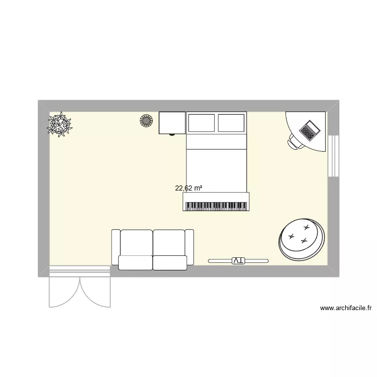 chambre. Floor plan with 1 and 23 m² chambre. Floor plan with 1 and 23 m²