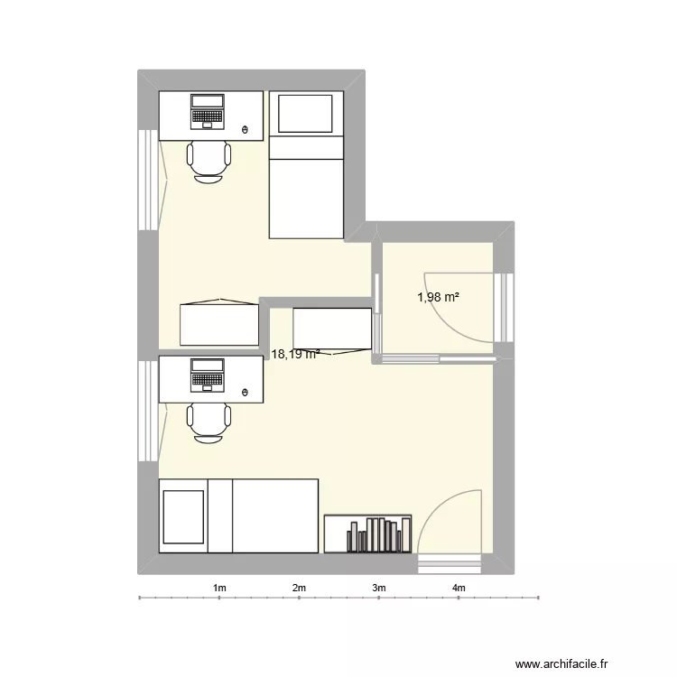 Despacho dividido. Floor plan with 2 and 20 m² Despacho dividido. Floor plan with 2 and 20 m²