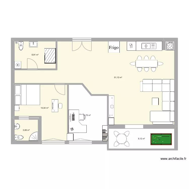 Diplomski rad 1. Floor plan with 6 rooms and 95 m²