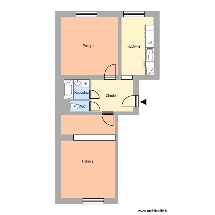 Budovatelsk&aacute; 469, byt 19. Floor plan with 9  and 60 m²