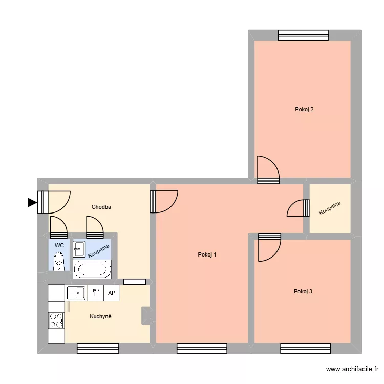 Sokolsk&aacute; tř&iacute;da 2540, byt 12. Floor plan with 14  and 197 m²