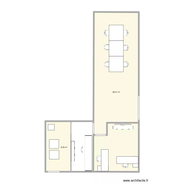 TI-Room. Floor plan with 2  and 57 m²