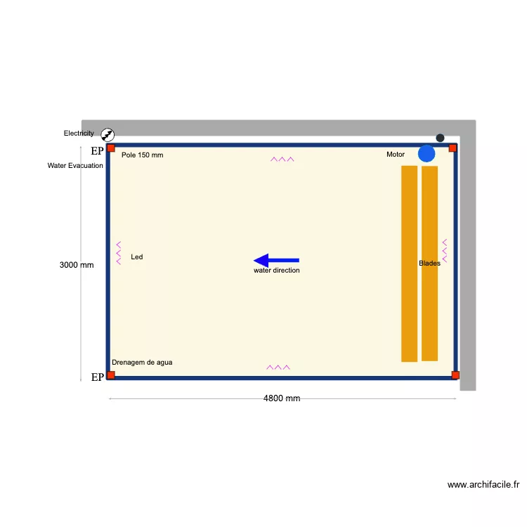 3000*4800 Tina. Floor plan with 1 Room and 23 m²