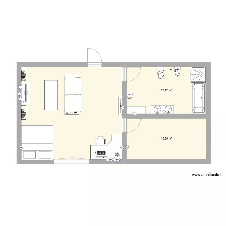 room 1 +. Floor plan with 