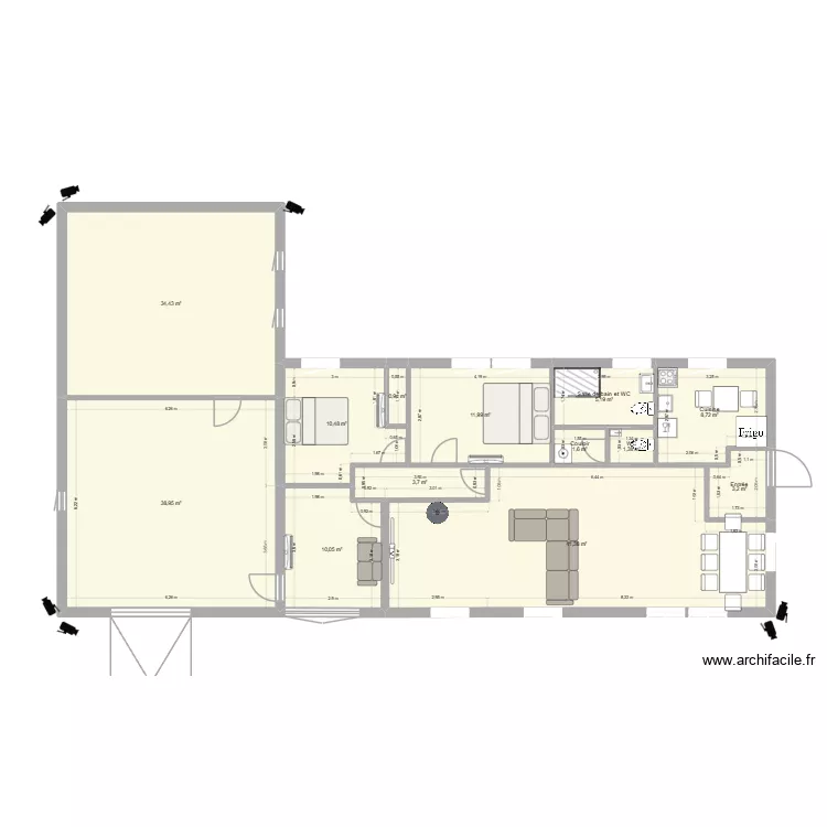Maisone Brachamps Solution 4. Floor plan with 13 Rooms and 172 m²