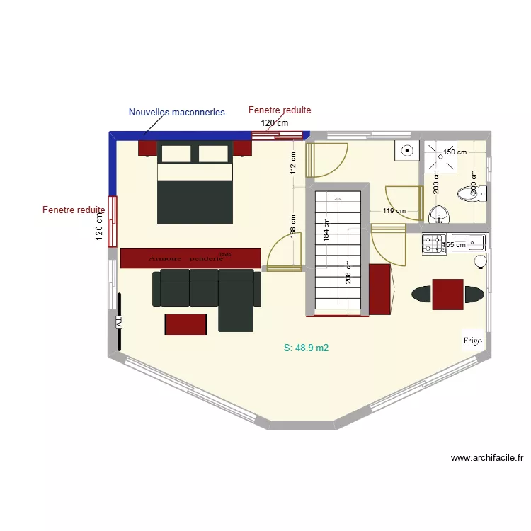 Appartement IV. Floor plan with 4  and 50 m²