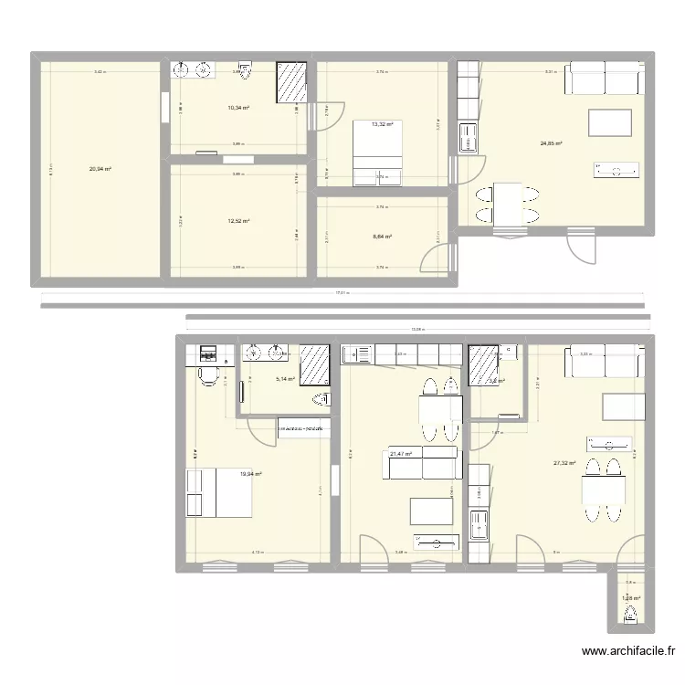maison fenouillet test 4. Floor plan with 12  and 169 m²