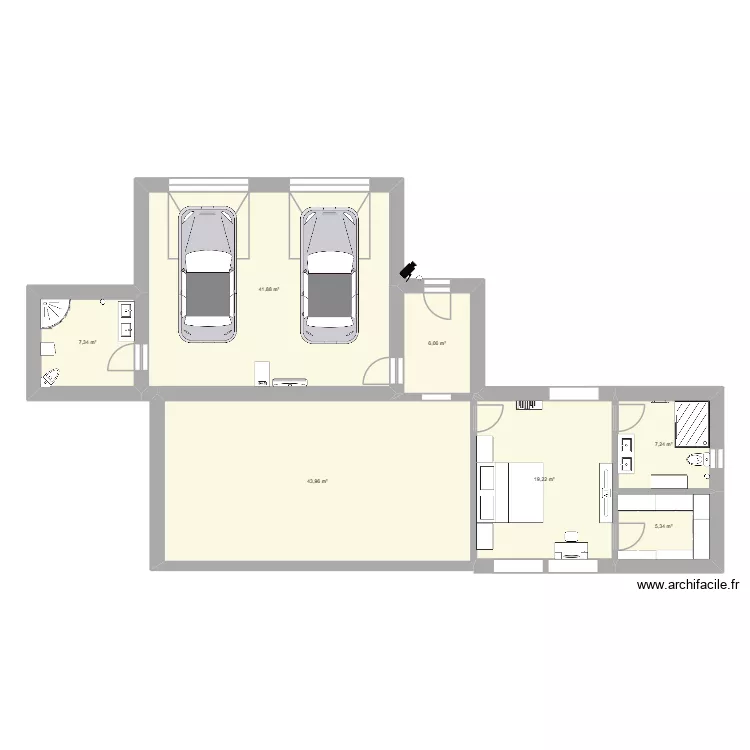 Hus. Floor plan with 7 rooms and 131 m²