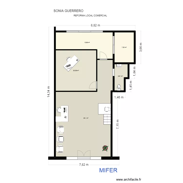 Sonia Guerrero (Reforma local comercial) distribucion. Floor plan with 