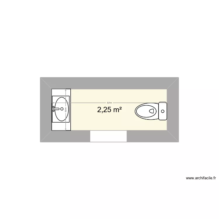 Toilette+Waschbecken. Floor plan with 1  and 2 m²