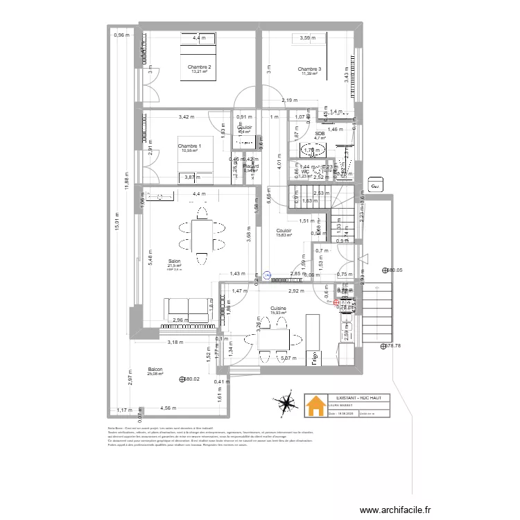 Viuz - RDC Haut - Existant. Floor plan with 