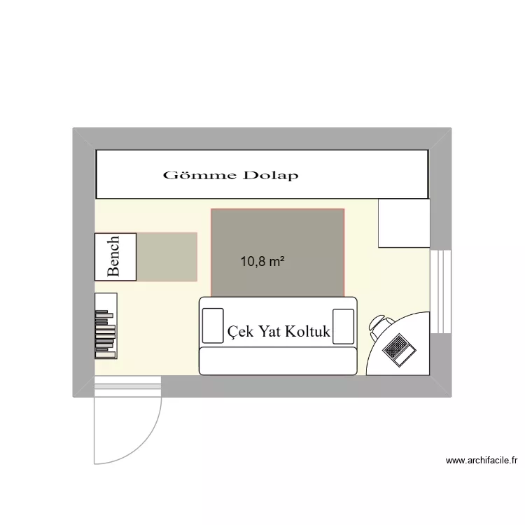 &ccedil;alışma odası. Floor plan with 1  and 11 m²
