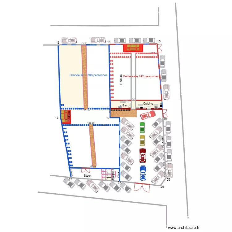 Ameublementde 2 salles. Floor plan with 