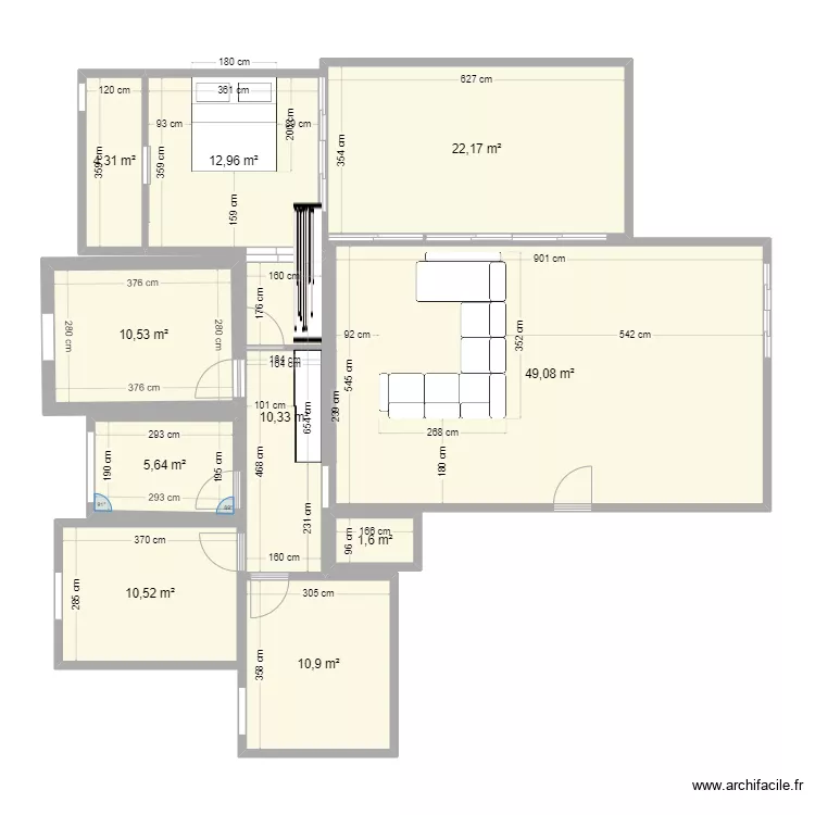 5 rooms 1.0 furnitured. Floor plan with 5 rooms 1.0 furnitured. Floor plan with