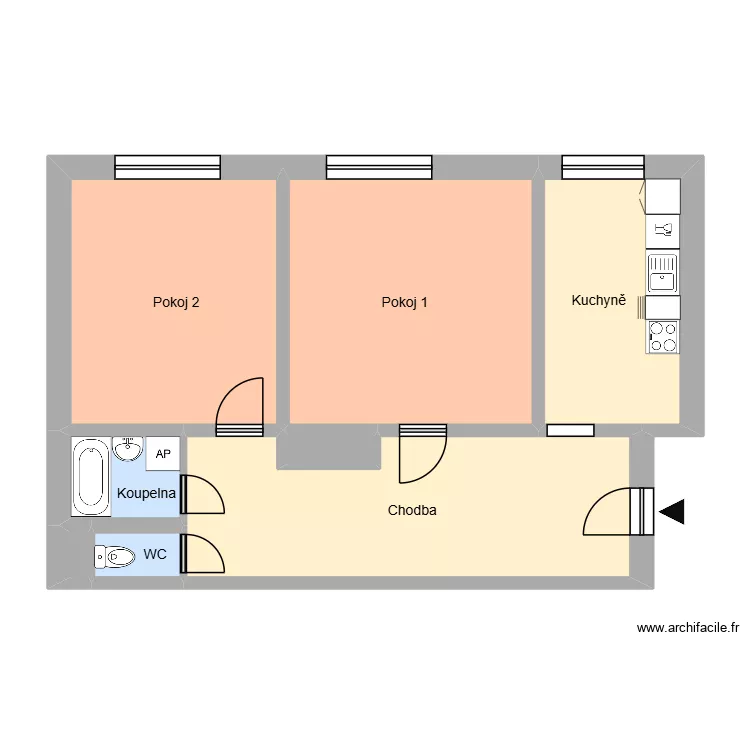 n&aacute;m. T.G. Masaryka 796, byt 2. Floor plan with 8  and 64 m²