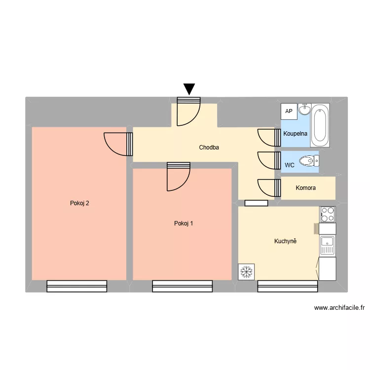 Fibichova 222, byt 10. Floor plan with 14  and 183 m²