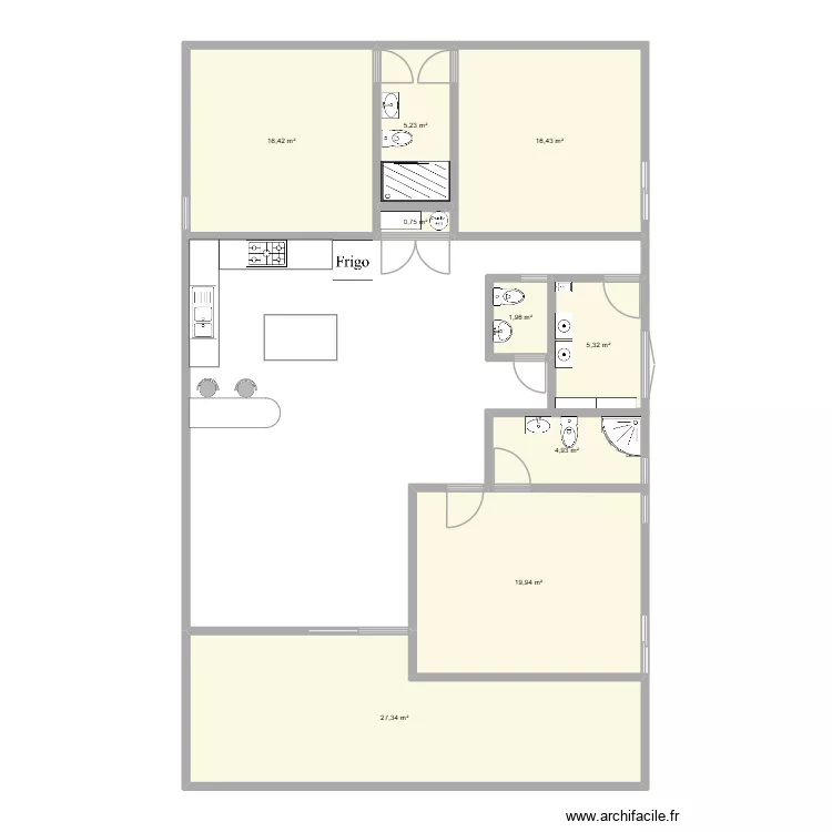 CASA JES. Floor plan with 9  and 98 m²