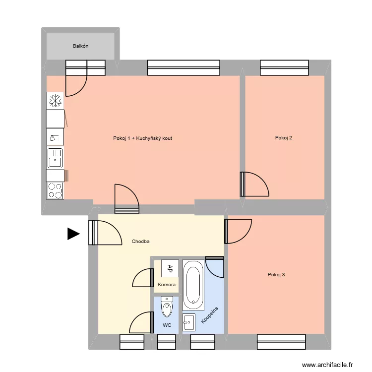 Kapit&aacute;na Jasioka 727, byt 6. Floor plan with 12  and 191 m²