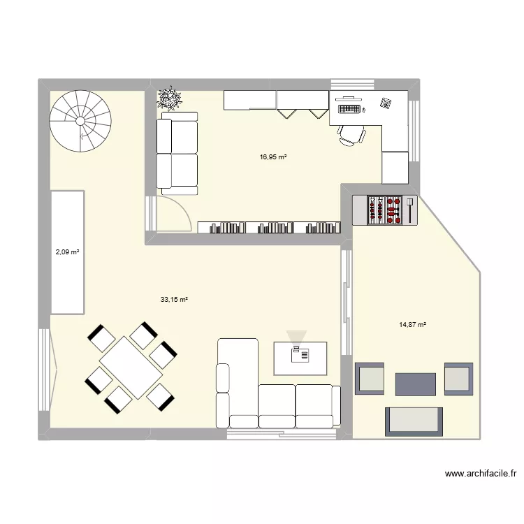 1.og. Floor plan with 4  and 69 m²