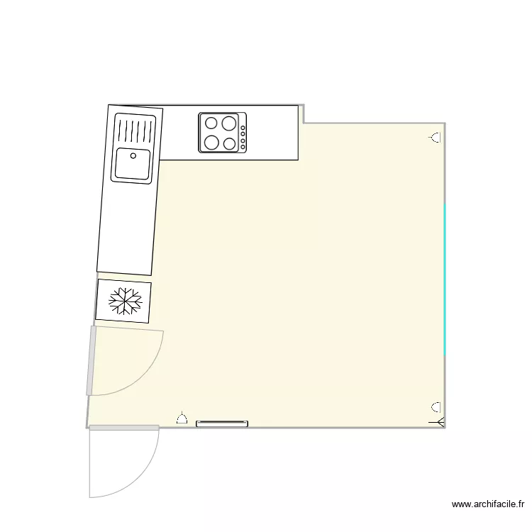 Flat 1 Kitchen Living Room. Floor plan with 