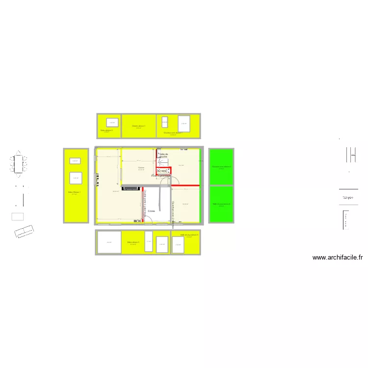 DSFA RDC cloisons internes et p&eacute;riph&eacute;riques v2. Floor plan with 