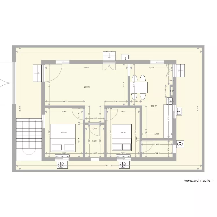 PlanB1. Floor plan with 