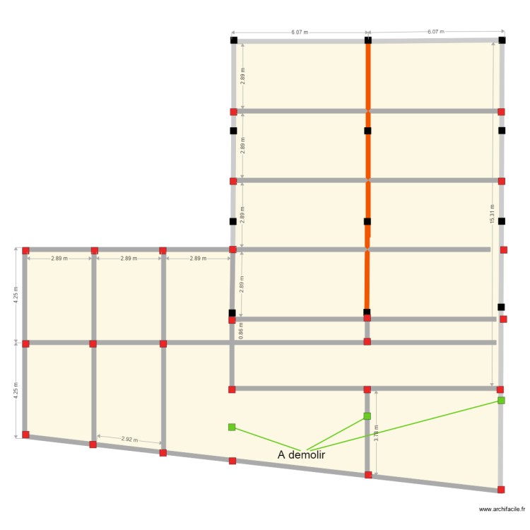 emplacement colonnes trapeze. Floor plan with 0 room and 0 m2