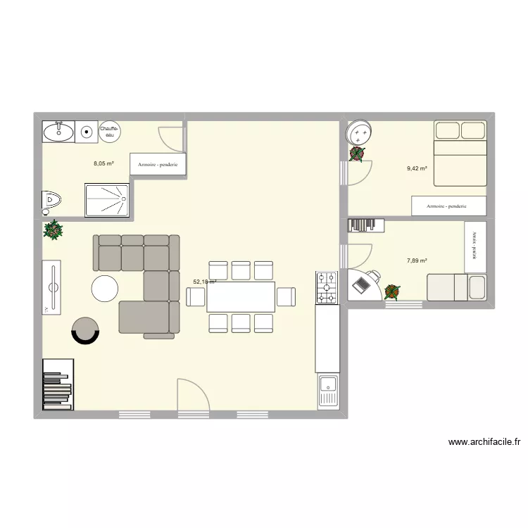 Big Apartment. Floor plan with 4 Rooms and 78 m² Big Apartment. Floor plan with 4 Rooms and 78 m²