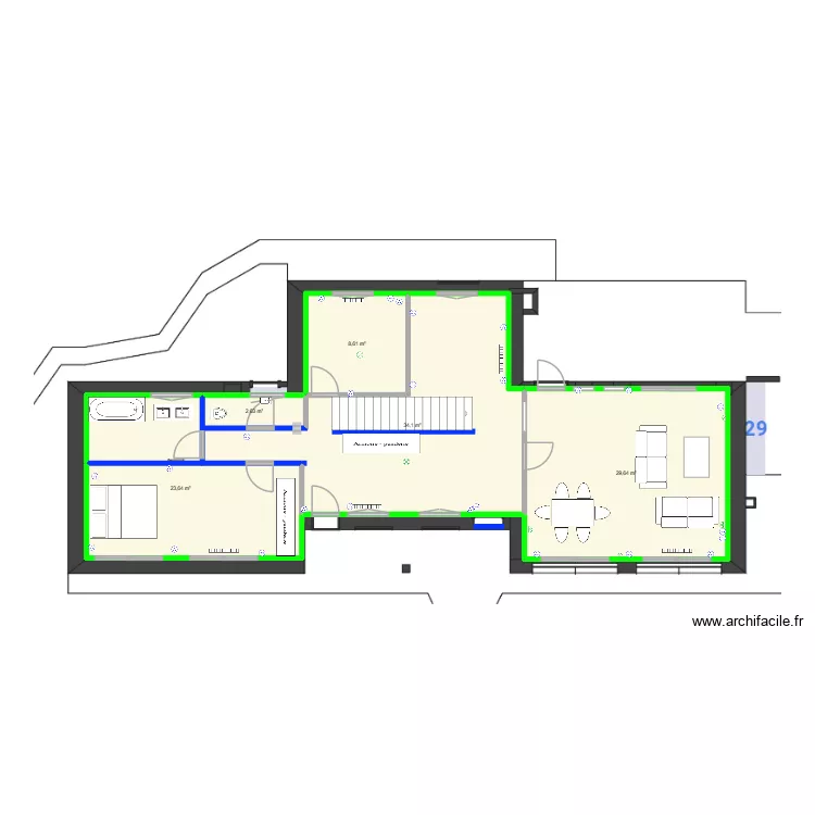 Colombes RDC v3. Floor plan with 5  and 99 m²