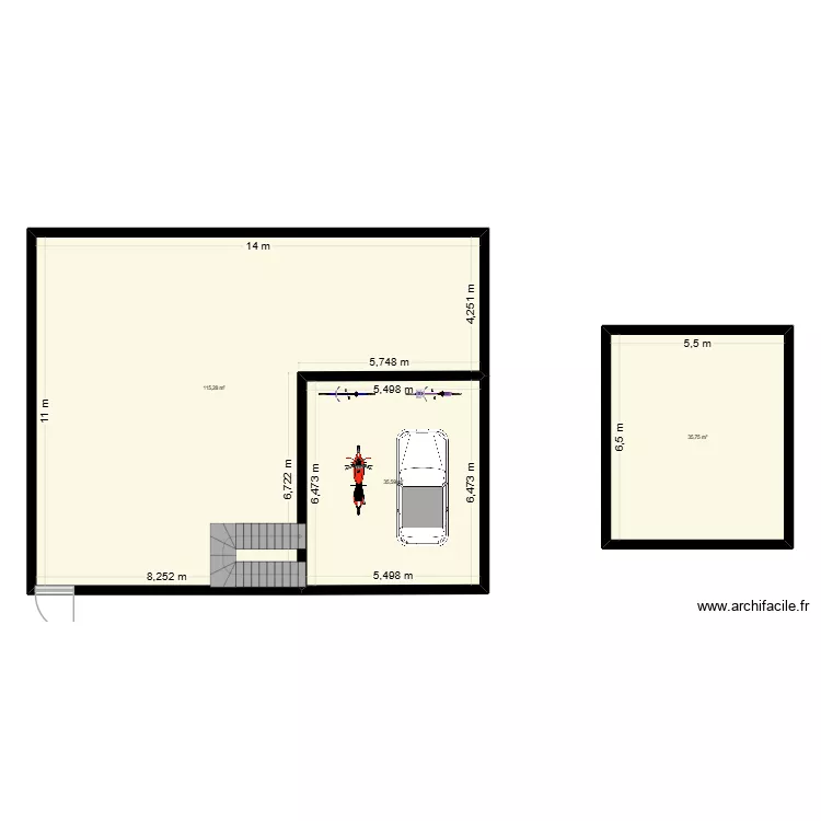 Terreno e Garagem. Floor plan with 3  and 187 m²