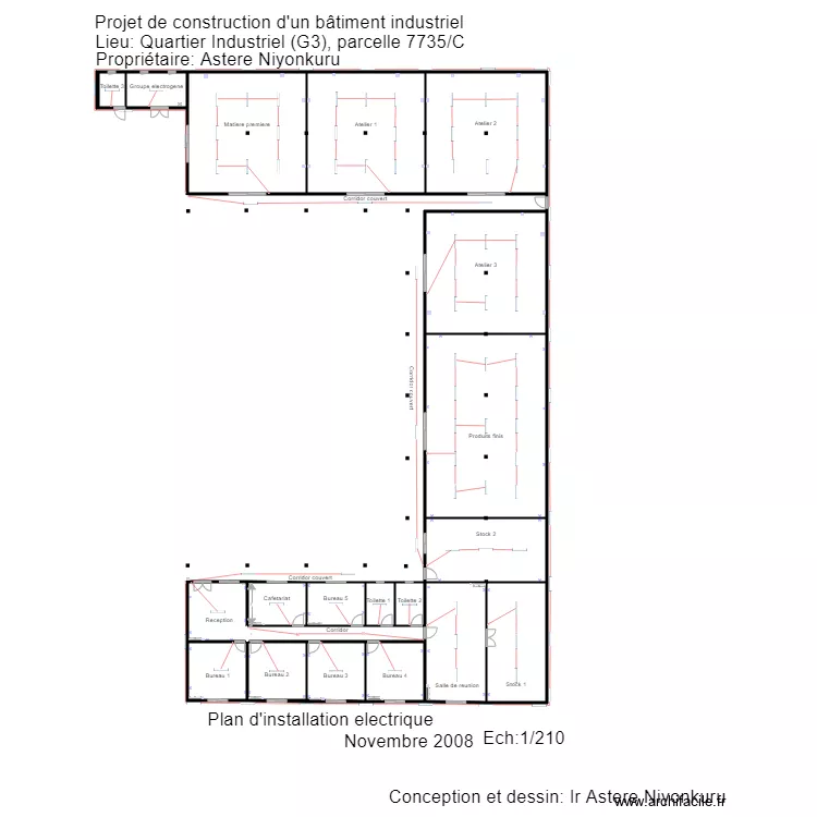 plan electricit&eacute; A4. Floor plan with 