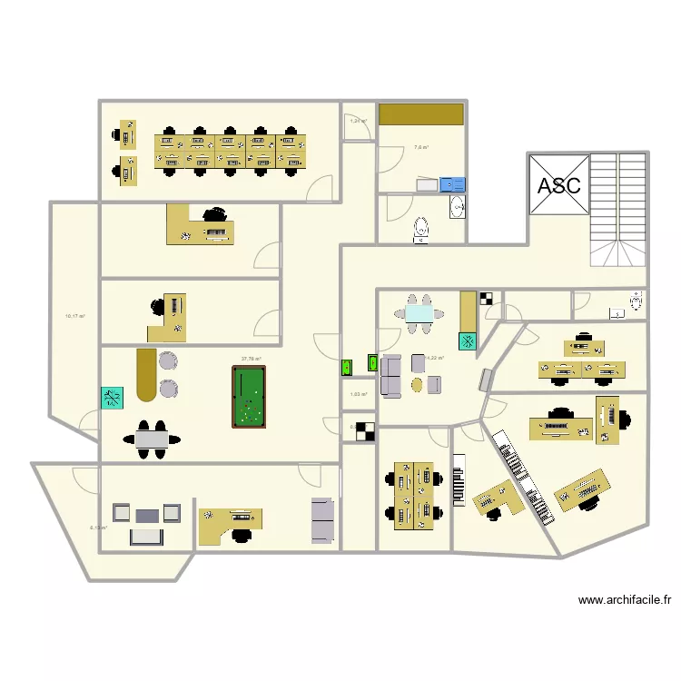 1 Floor left wing. Floor plan with 