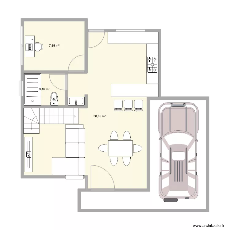 Joao Claudia. Floor plan with 3  and 50 m²