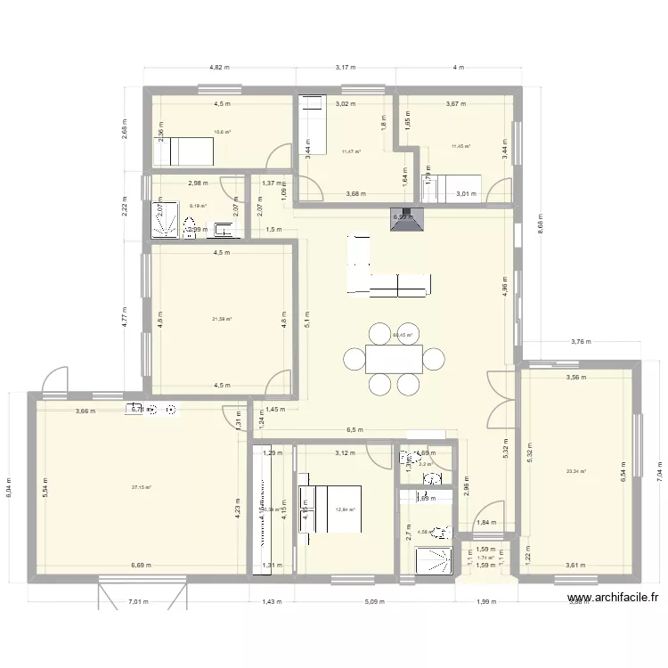 plano casa. Floor plan with 13  and 209 m²