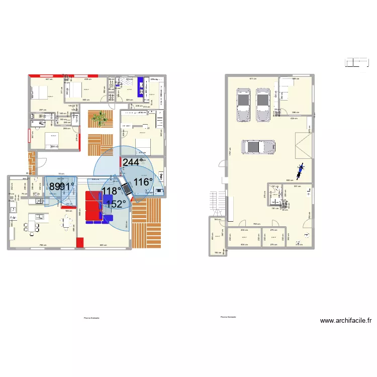 maison apr&egrave;s travaux. Floor plan with 