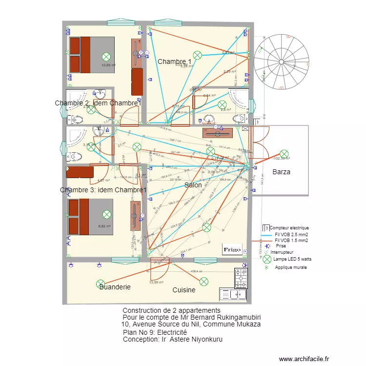 plan electricit&eacute;. Floor plan with 