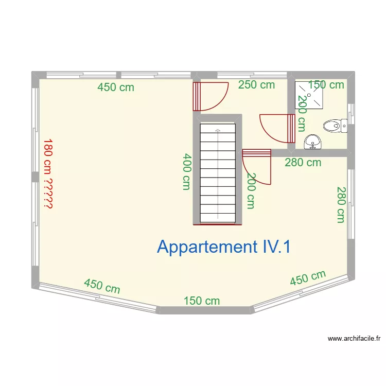 appartement IV donnees. Floor plan with 4  and 52 m²